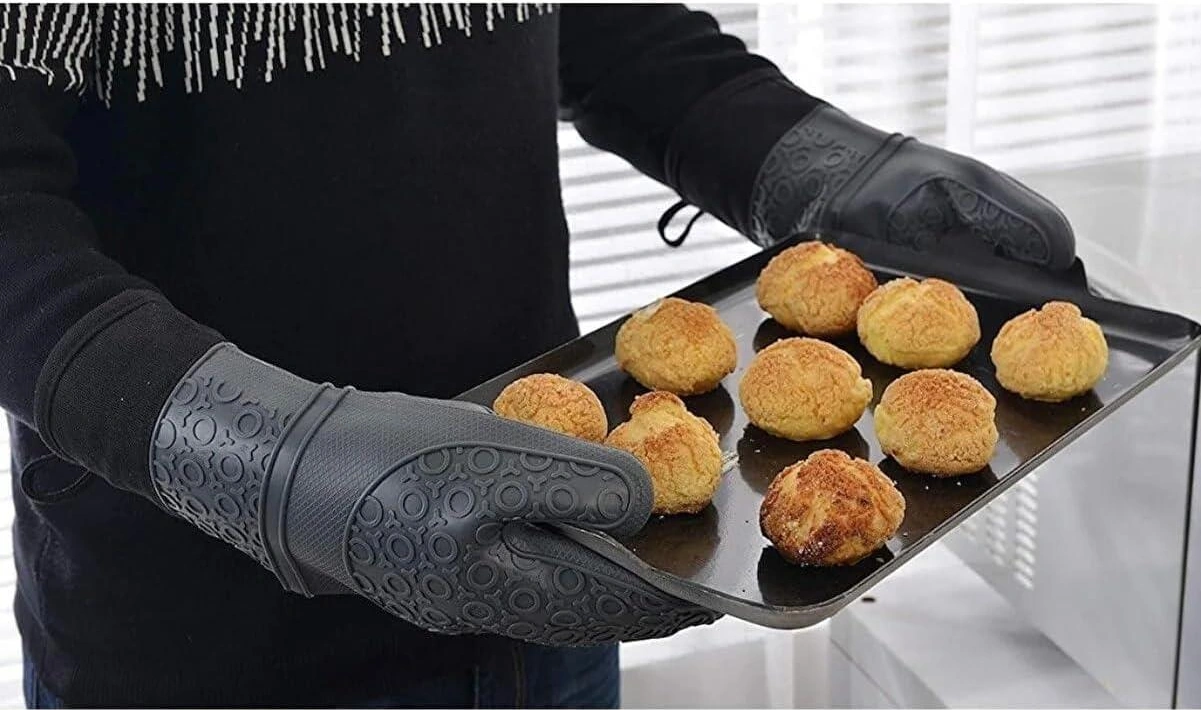 3b Trend 2 Adet Silikon Yanmaz Yapışmaz Yalıtımlı Mutfak Fırın Eldiveni Siyah