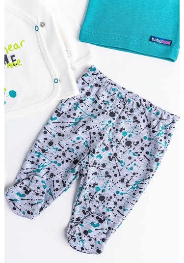 Babymod Figürlü 5 Parça Erkek Bebek Hastane Çıkışı Bebek Seti (542091223) Yeşil-0-3 Ay Çok Renkli