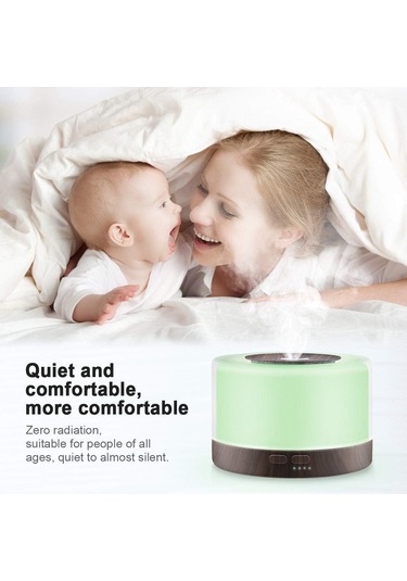 Aromaterapi Esansiyel Yağı Difüzör, 500ml Ultrasonik Aroma Ayarlanabilir Sis Modu İle Serin Sis Nemlendirici, Susuz Otomatik Kapatma Ve Uzaktan Kumanda, 7 Renk Değiştiren Led Gece Işıkları Ev İçin