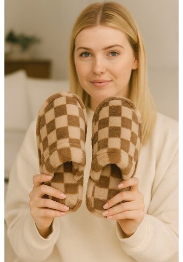 3'lü Paket Kareli Kapalı Kadın Terlik Ev Terliği Paket Ürün