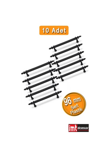 Sert Plastik 96 Mm Siyah Mobilya Mutfak Dolabı Komidin Tv Ünütesi Kulpları 10 Adet Siyah