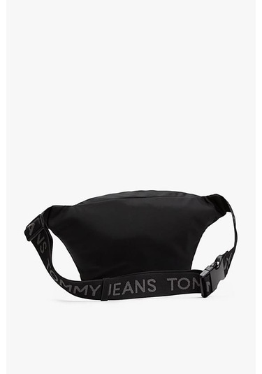 Erkek Yazı Şeritli Bum Bag Askılı Bel Çantası - Siyah Triple Black