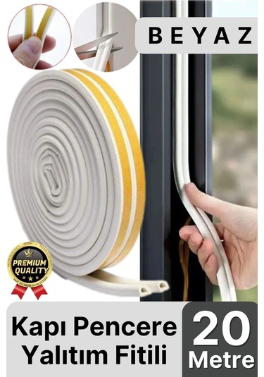 Güçlü Kendinden Yapışkanlı Kapı Pencere Soğuk Hava Geçirmez Yalıtım İzolasyon Beyaz Fitil 20 Metre Diğer
