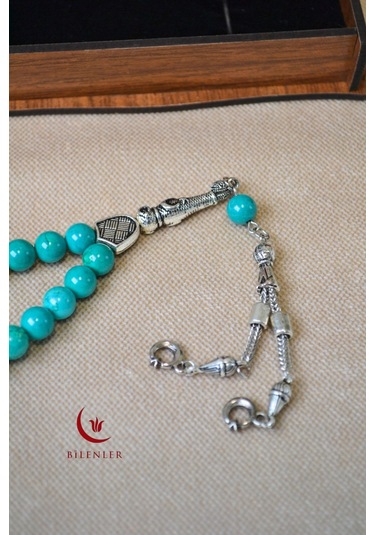 Firuze Taşlı 33 Lü Erkek Tesbih Doğal Taş, Özel Kutulu Turkuaz