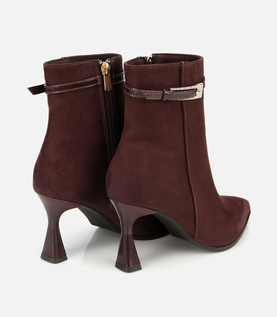 Hotiç Kadın Süet Kahverengi Taşlı Tokalı Bilekte Topuklu Bot 01boh314920a480 01boh314920a480 Kahverengi