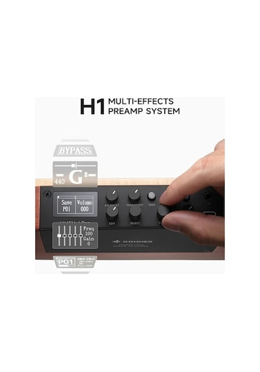 Donner Hush-i Pro Elektro Akustik Gitar Natural Ladin