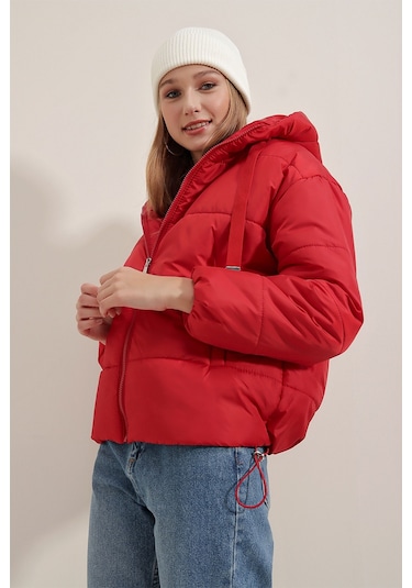 Bigdart 5117 Kapşonlu Şişme Mont - Kırmızı 001