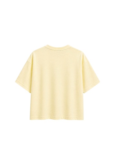Mixray 2101 Kadın Bisiklet Yaka Soft Oversize Basic Modal T-shirt Sarı