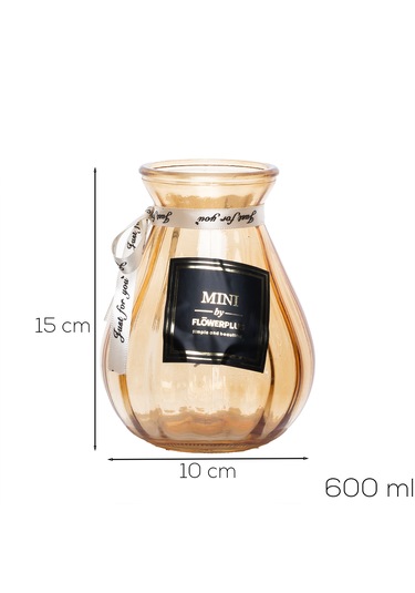 Porsima Dhz90223 Dekoratif Cam Vazo Açık Kahve 15cm-600ml