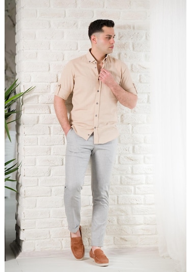 Advante Yaka Düğmeli Dokulu Slimfit Erkek Gömlek 001