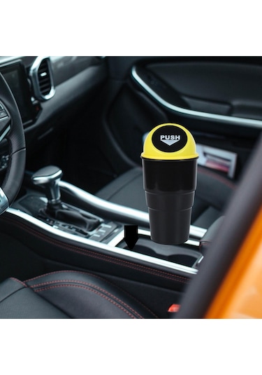 Homyl Genel Araba Bardak Tutucu Kapaklı Çöp Sarı-kapak Sarı Kapak