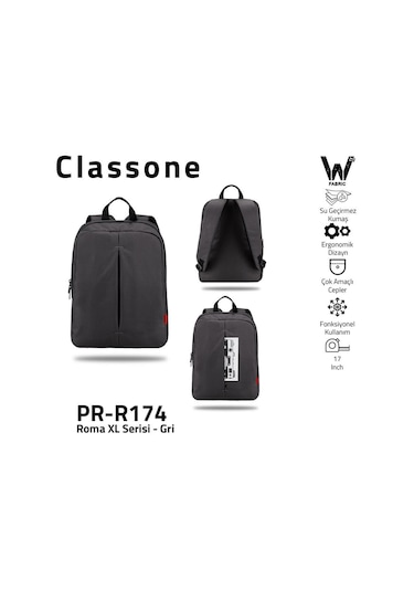 Classone PR-R174 Roma Serisi Su Geçirmez Kumaş 17" Laptop ,Notebo