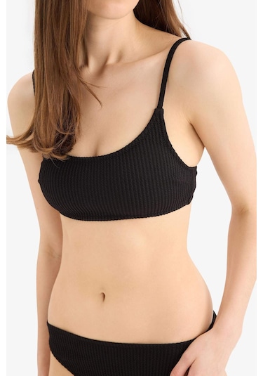 Defacto - Regular Fit Bürümcük Siyah Bikini Üstü B7207AX24SM Siyah