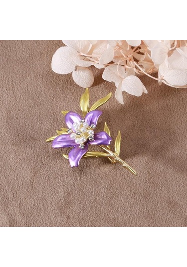 Mavi Blucome Yeni Sanatsal Şeftali Çiçeği Broş Nazik Taze Çiçek Bitki Pin Kadın Parti Ofis Broş Pin Hediyeler Mavi