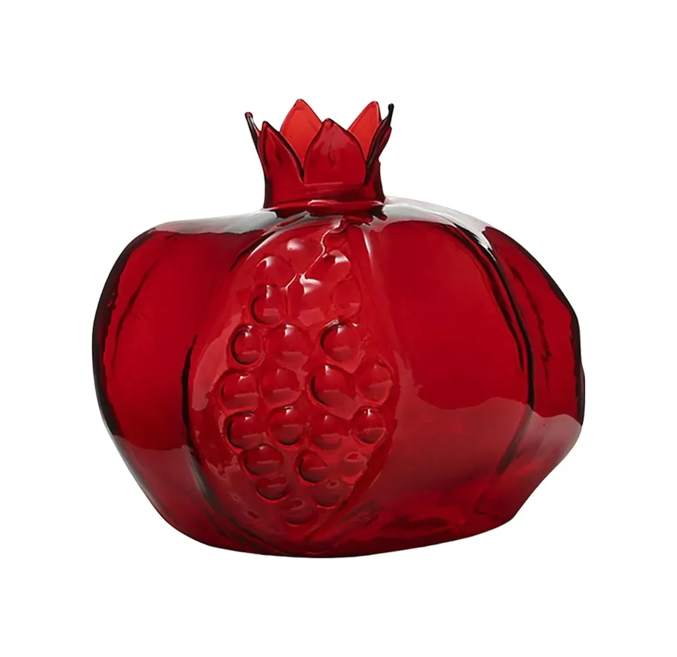 Kosona Kırmızı Cam Nar Şekilli Masaüstü Süs Vazo, Su Bitkileri Ve Yapay Çiçekler İçin, Sabit Tabanlı Dekoratif Mini Süs Eşyası