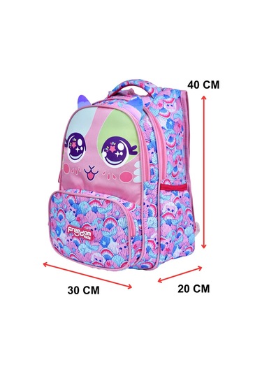 Pembe Kedi Baskılı, Su Geçirmez, Ortopedik Sırt Özellikli İlkokul