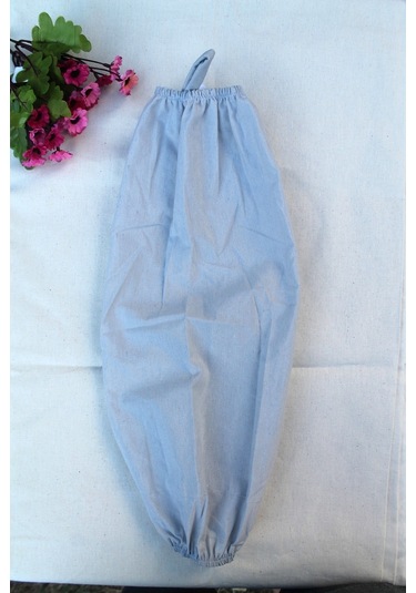 Toz Gri Çift Lastikli Keten Poşetlik - Mutfak Düzenleyici