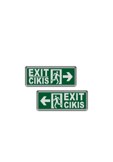 Helios 3w Ledli Exit Armatür Acil Çıkış Levhası Sağ - Sol 2 Adet 3 Saat Şarjlı Yeşil