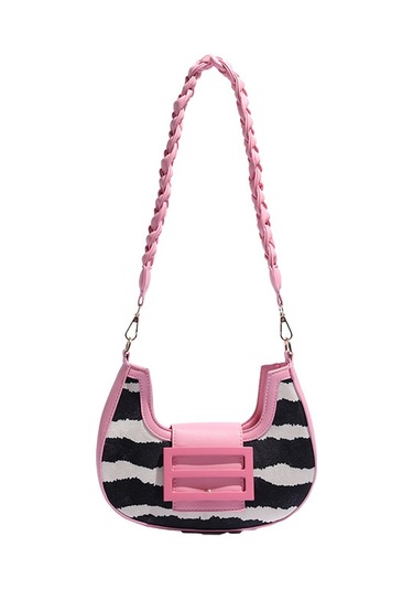 Charhp&kejnt Zebra Desen At Kılı Koltuk Altı Çantası Kadın Sonbahar Ve Kış Tek Omuz Hilal Baget Çanta Kırmızı - Pembe