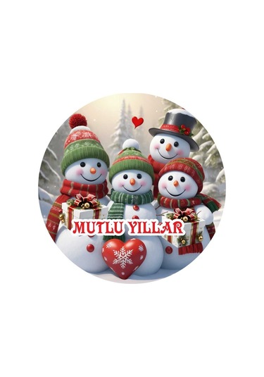 2 Adet Uv Baskılı 6 Cm Noel Yılbaşı Kardan Adam Ahşap Magnet V4 Çok Renkli