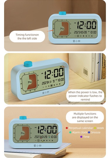 Dofolink Görsel Zaman Yöneticisi Öğrenci Zamanlayıcı - Lcd Ekran İki Gösterim, Geri/sayaç 1-60 Dakika, Takvim/tarih/saat/alarm, 3 Erteleme, Dönme Tuşu Pil Yok Beyaz