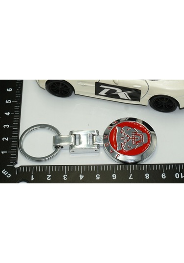 Dk Jaguar Uyumlu Panther Logo Kırmızı Krom Metal Çift Yön Anahtarlık