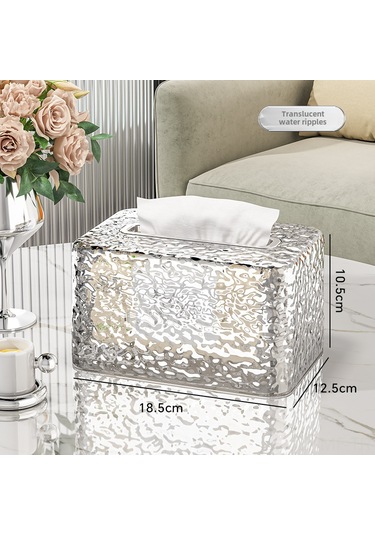 Mufunye Ev Ve Ofis Kullanıma Uygun Şeffaf Buz Desenli Plastik Mendil Kutusu - Pratik Depolama Ve Kolay Erişim
