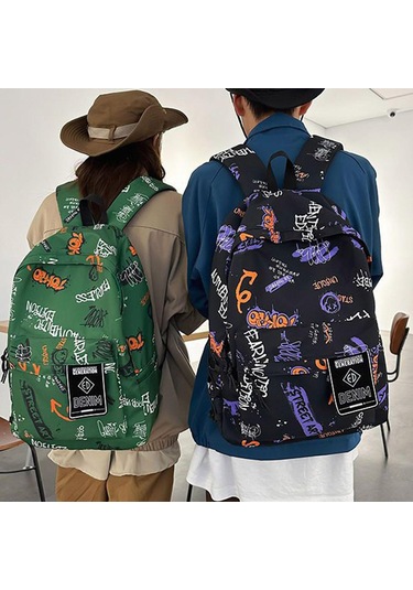 Suntek Graffiti Sırt Çantası Dizüstü Bilgisayar Günlük Yeşil