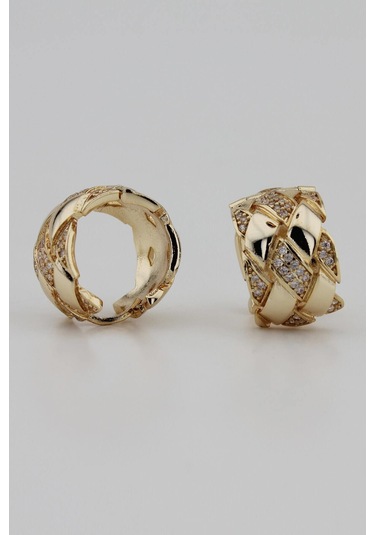 Niki Aksesuar Zirkon Gold Vintage Küpe - Özel Seri Gold