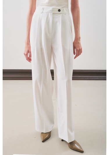 Classıc Pileli Pantolon Ekru Ekru