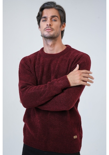 Bordo Regular Fit Bisiklet Yaka Triko Kazak-bordo Bordo