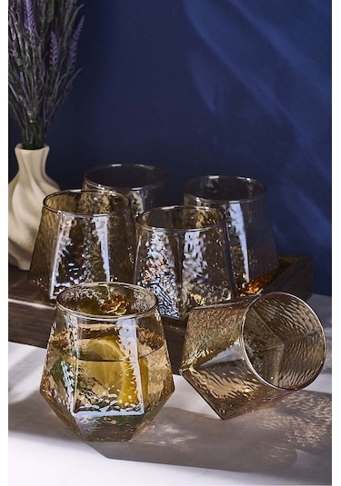 Perotti Harris Amber 320 Ml 6'lı Cam Bardak 16675 Karışık Renkli