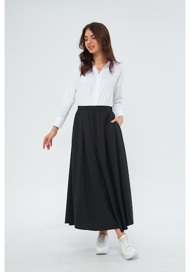Volanlı Uzun 94cm Etek 1170 Siyah