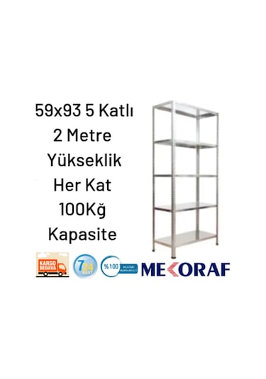 Mekoraf Mekoraf 59X93 5 Katlı 2 Metre Yükseklik Raf Sistemi