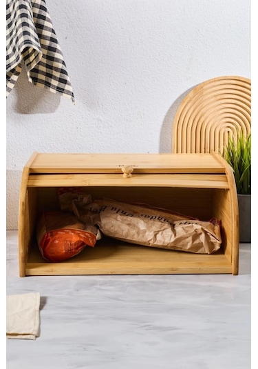 Grazia Bambu Lüks Panjur Kapaklı Ekmek Dolabı Ekmeklik 16342 Ahşap
