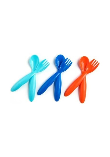 Mycey Bebek Çatal Kaşık Seti 6'Lı Erkek Çok Renkli