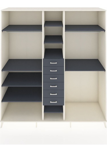 Kronos Dolap 10 Raflı 6 Çekmeceli 3 Askılı 220x59x243 Aytaşı-antrasit/antrasit Antrasıt/antrasıt