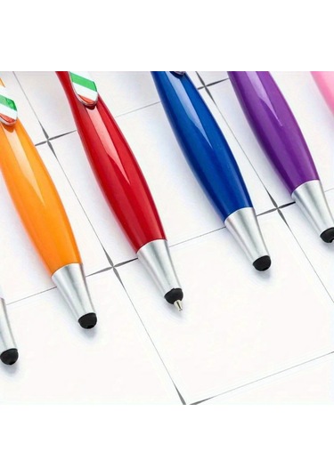 Bebek Kafası Peluş Çizgi Film Saç Paspası Kafası Gülen İfade Portre Tüylü Kafa Dokunmatik Ekran Silme Tükenmez Kalem 10个