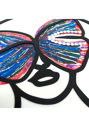 Ahşap Kelebek Figürlü Mavi Tablo