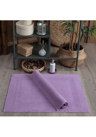 2'li Ayak Havlusu & Çerçeveli & %100 Pamuk- 60x80 Cm Lila