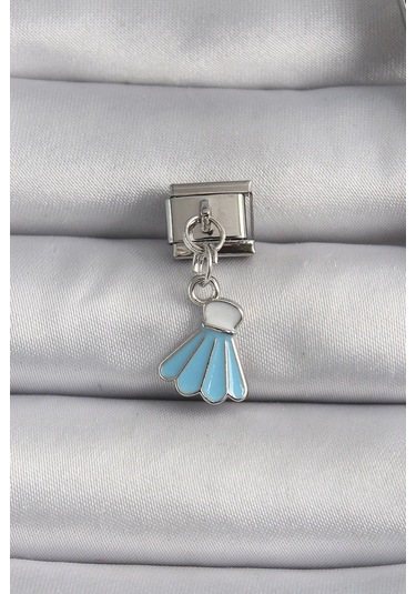 316l Çelik Gümüş Renk Mavi Renk Sallantı Elbise Model Nomination Charm Çok Renkli