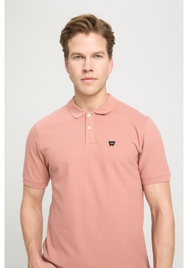 Regular Fit Normal Kesim Polo Yaka %100 Pamuk Gül Kurusu Tişört W7D5K4XX2T532 Pudra