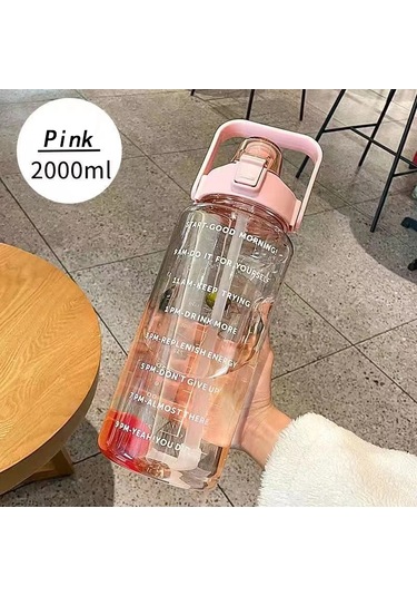 2l Pipetli Su Şişesi Büyük Kapasiteli Spor Su Şişesi Seyahat Spor Spor Pink 2000ml Pink