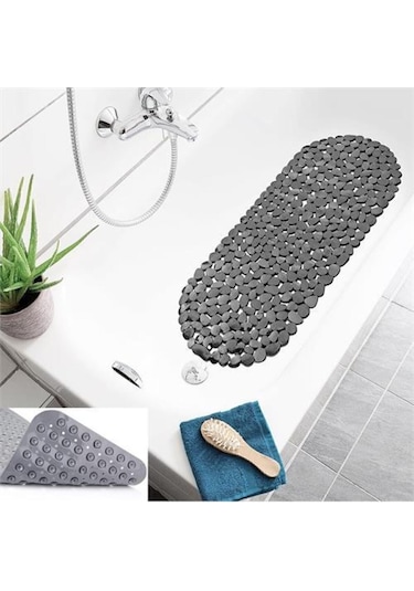 İsgstore 1 Adet Banyo Duş Kaydırmaz Paspası Design Gri 33 Vantuzlu Diğer