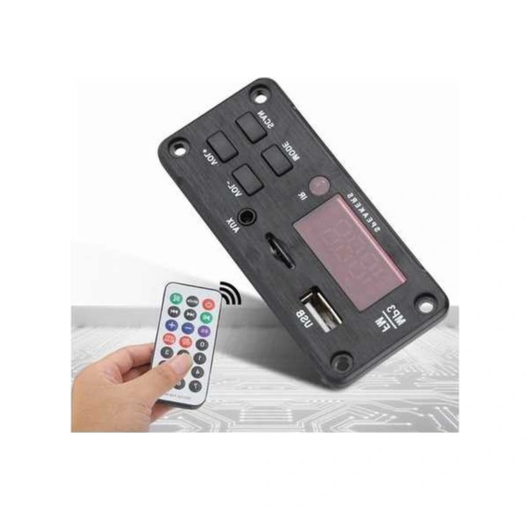 Fortunelane 12v Araç Ses Modülü Bluetooth 5.0 - Renkli Ekran, Fm Radyo, Usb/tf, Kırmızı Işık Kumanda Batarya Dahil/