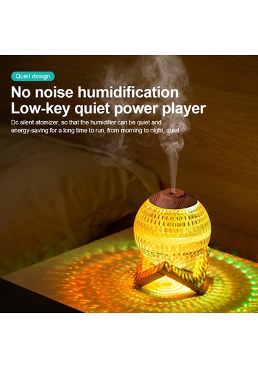 Springsun Beyaz Usb Type-c Nemlendirici, Kristal Top Rgb Işık, 450ml Hacim, 6 Saat Otomatik Kapatma, Nano Buhar, Ofis/ev Masaüstü, Düşük Gürültü