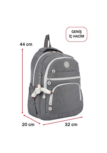 Dada Okul Sırt Çantası Gri Ortaokul Lise Geniş İç Hacim Ortopedik Su Geçirmez Kumaş Gri