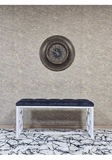 Beyaz Boyalı İçi Kareli Diktörtgen 100 Cm X 40 Cm Oturak Puf - Be Çok Renkli