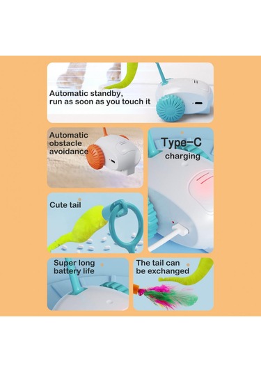 Tineke Hareketli Robot İnteraktif Kedi Oyuncağı Tüylü Araba