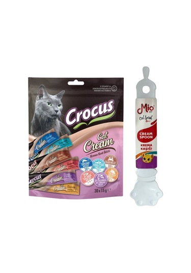 Crocus 6 Aromalı Kedi Kreması 30lu + Krema Kaşığı